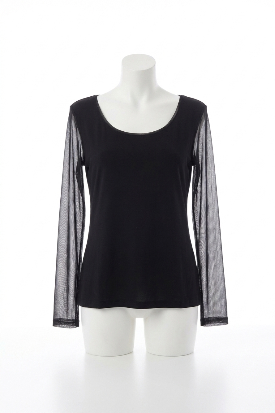NEW ANGEL sheer-sleeved top in black